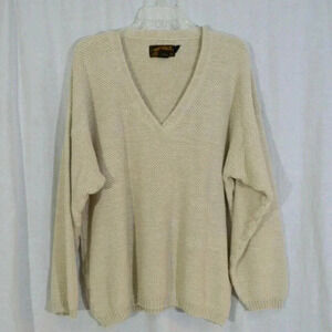 Eddie Bauer Beige V-Neck Long Sleeve Pullover